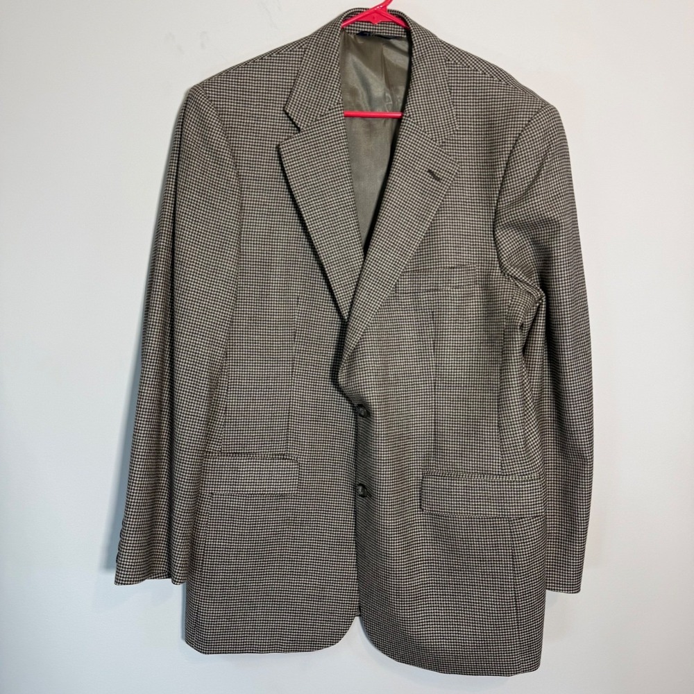 Brooks Brothers 346 Blazer Mens 42L Brown Houndstooth Wool Cashmere Old Money